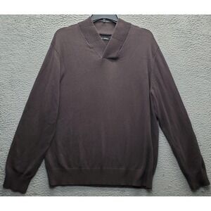 John Henry Sweater Mens‎ XL Brown Cotton Knitted Raglan Sleeve V-Neck Pullover